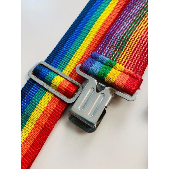 Vintage Hyde Adult Rainbow Suspenders, 70s / 80s Rainbow Stripe Suspenders - Picture 3 of 8